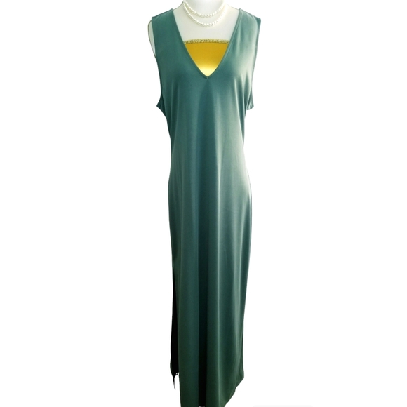 Open Edit V-Neckline Sleeveless Side Slit Maxi Dress - Picture 1 of 14